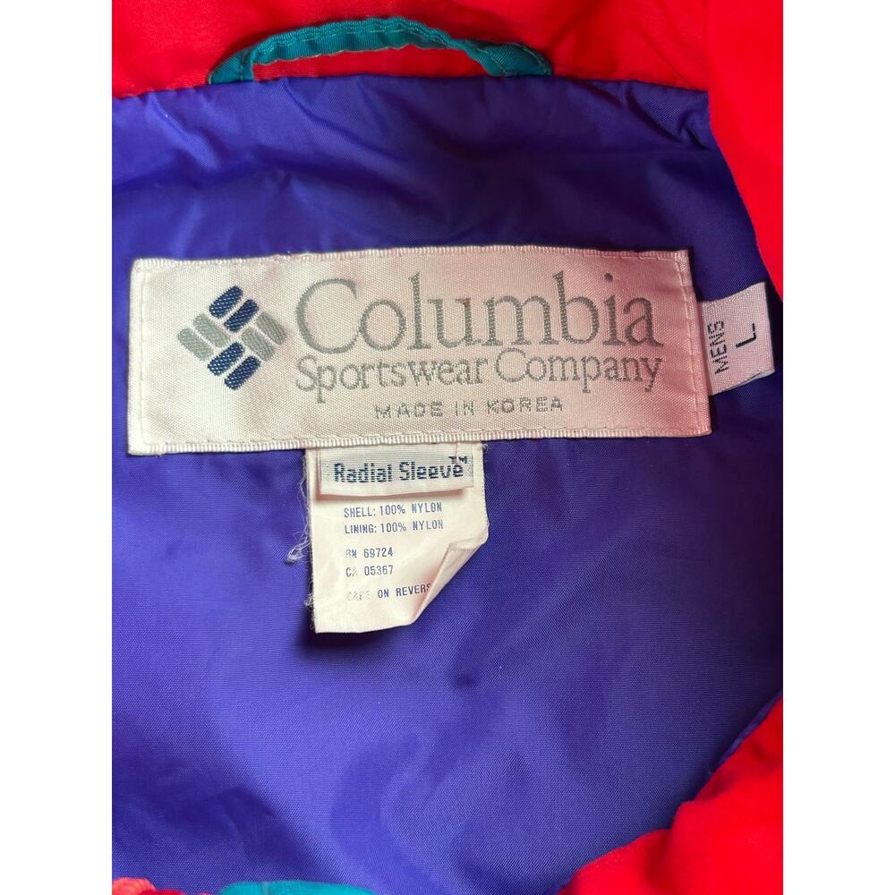 90s Vintage Columbia Powder Keg Ski Jacket Men's Large Red Purple Made in Korea - Picture 3 of 14